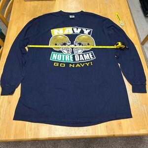 Vintage Navy Vs Notre Dame Football Tee Delta Pro Weight Men’s Size XL Go Navy!